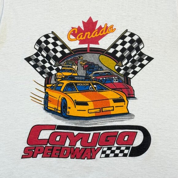 Rare Vintage 80's Cayuga Speedway Canada Hanley Ringer T-Shirt - Size Small - Picture 3 of 12